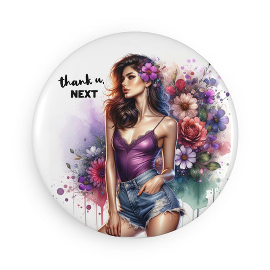 Thank U, Next  Decorative Round Magnet, Gifts for Her, Refrigerator Decor, Chic Home Accessory, Unique Birthday Gift