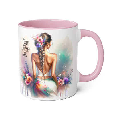 Money Can't Buy Happiness But It Can Buy Divorce Humoristic Inspirational Accent Mug, Motivational Coffee Cup, Gift for Mom, Floral Design, Home Decor, Self-Improvement