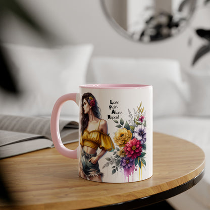 Boho Floral Accent Mug, Stunning Gift for Tea Lovers, Home Decor, Coffee Lover's Gift, Birthday Present, Art Print Mug