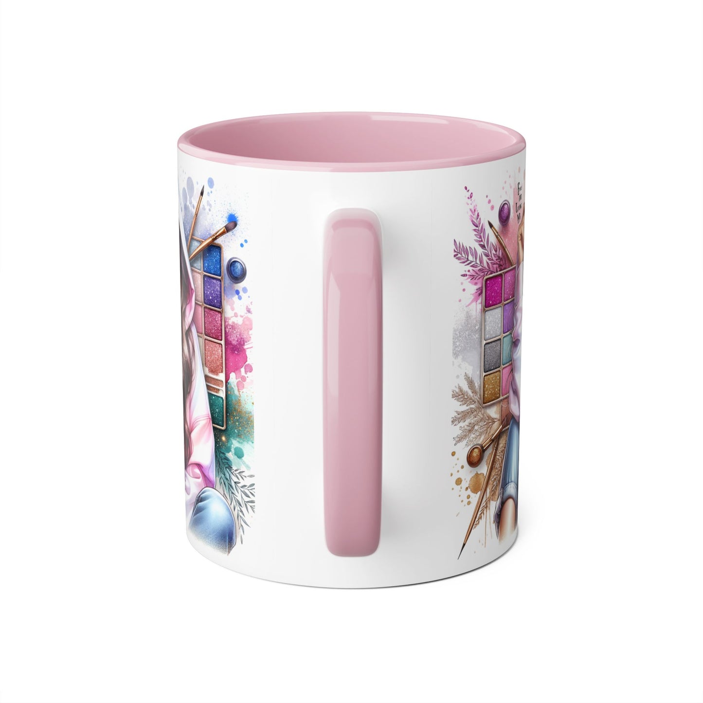 Free and Loving Me Artistic Accent Mugs, Fashionista Gift, Makeup Artist Coffee Cup, Unique Artistic Mug, Stylish Beverage Container, Creative Decor
