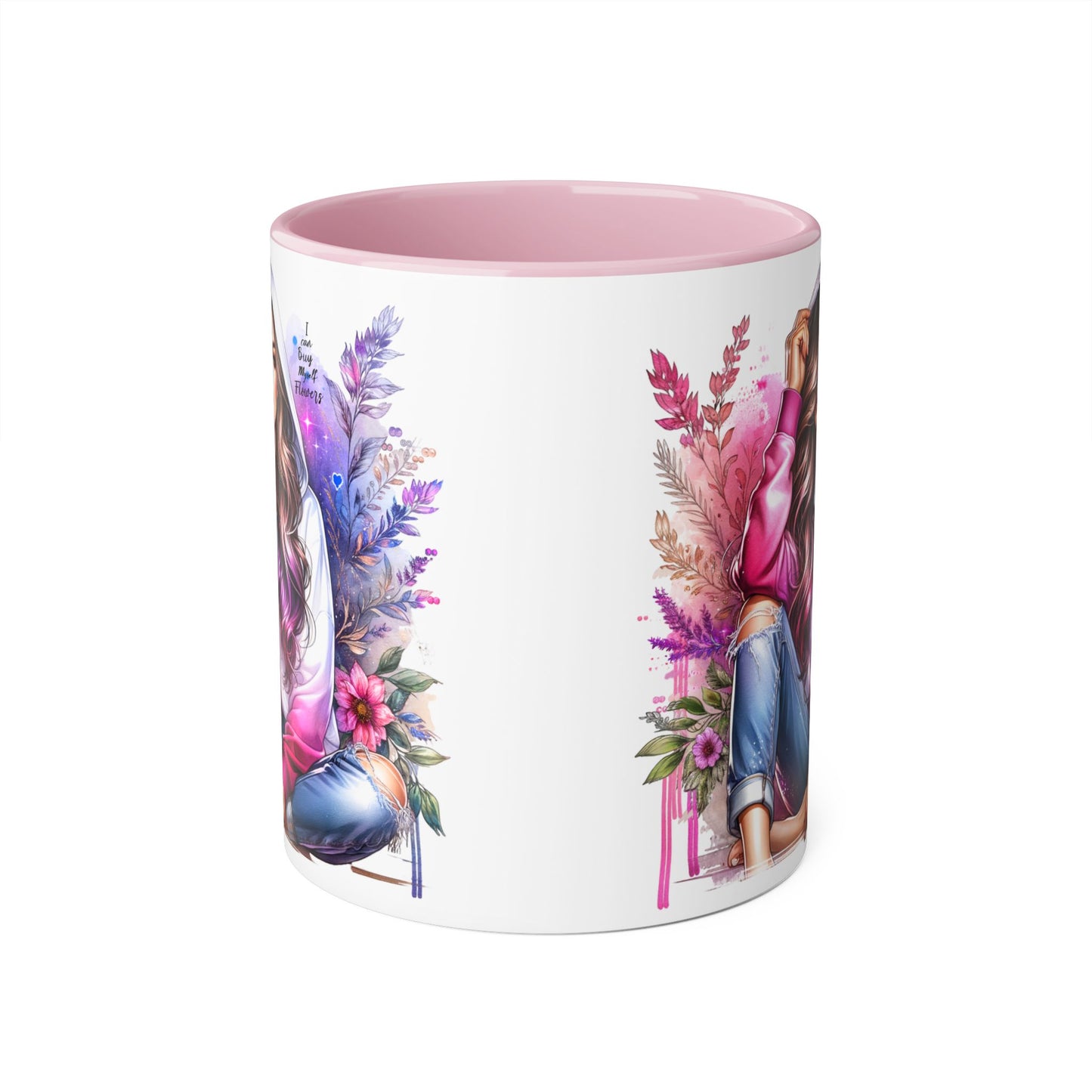 I Can Buy Myself Flowers Chic Floral Accent Mug, Unique Coffee Cup for Women, Gift for Her, Artful Tea Cup, Birthday Mug, Cozy Coffee Drinkware