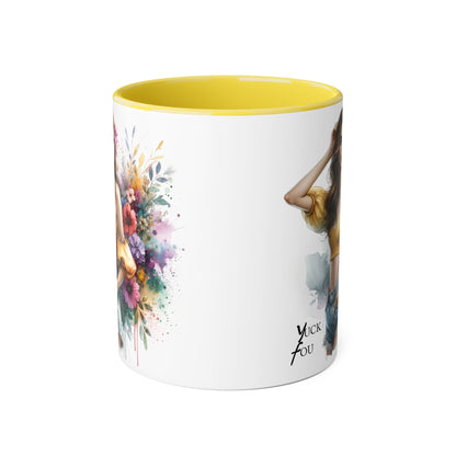 Yuck Fou Floral Accent Mug: Stylish Coffee Cup for Home, Gifts, Birthdays, Tea Lovers, Art Enthusiasts