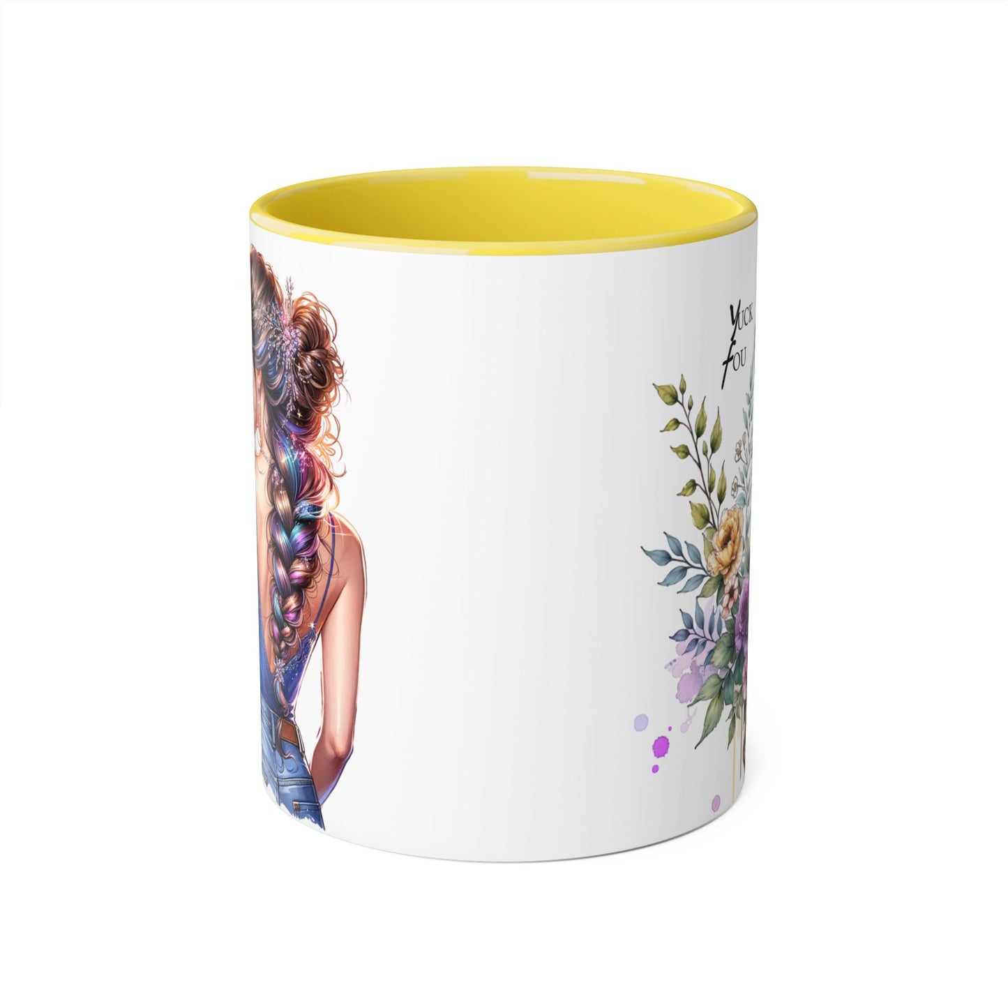 Yuck Fou Floral Inspirational Accent Mug, 11oz Coffee Cup, Gift for Her, Motivational Quote Beverage Holder, Rustic Home Decor