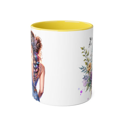 Yuck Fou Floral Inspirational Accent Mug, 11oz Coffee Cup, Gift for Her, Motivational Quote Beverage Holder, Rustic Home Decor
