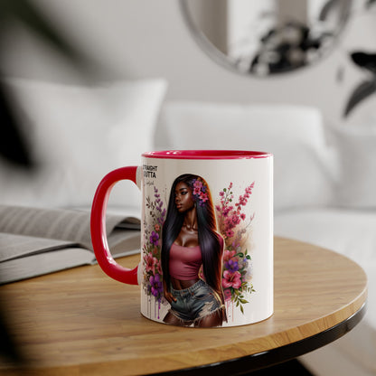 Straight Outta Divorced Humoristic Floral Accent Mug