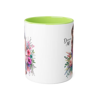 Divorced AF Accent Mug - Trendy Floral Coffee Cup, Perfect Gift for Empowered Women, Humor, Self-Care, Friendship
