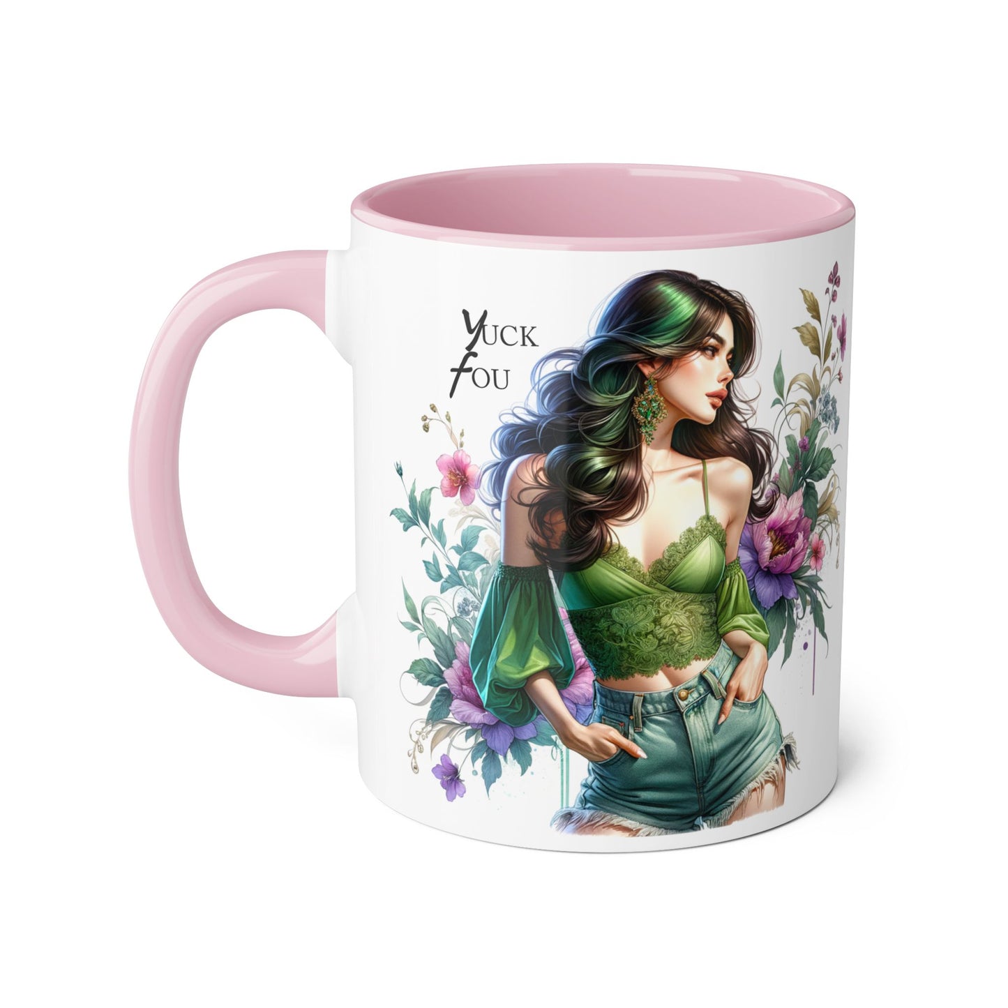 Yuck Fou Vibrant Accent Mug with Floral Design, Gift for Coffee Lovers, Artistic Coffee Mug, Unique Home Decor, Birthday Present, Tea Mug