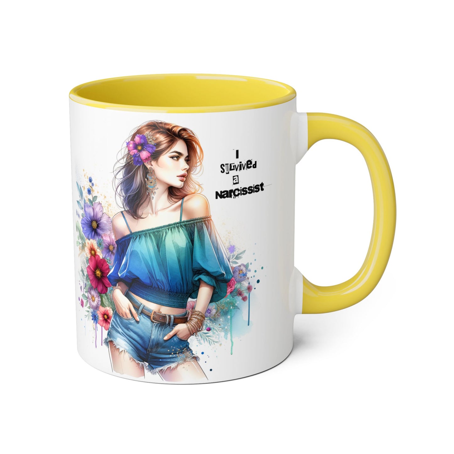 Stylish Floral Accent Mug, Trendy Coffee Cup, Gift for Her, Birthday Mug, Inspirational Drinkware