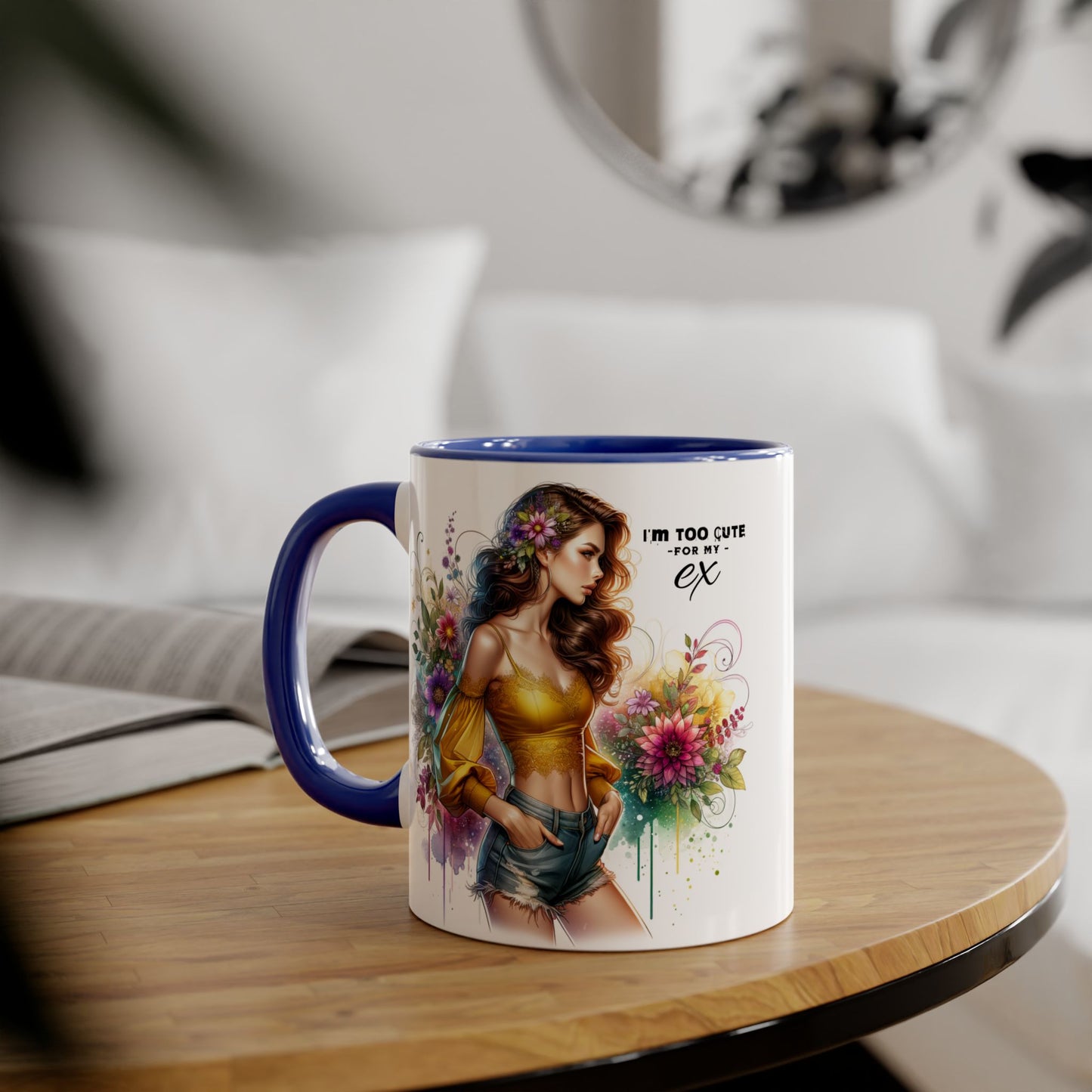 I'm Too Cute For My Ex Colorful Accent Mug with Floral Design, Unique Coffee Cup, Boho Chic Gift, Fun Ex Statement Mug, Artistic Drinking Mug, Cute Ceramic [...]