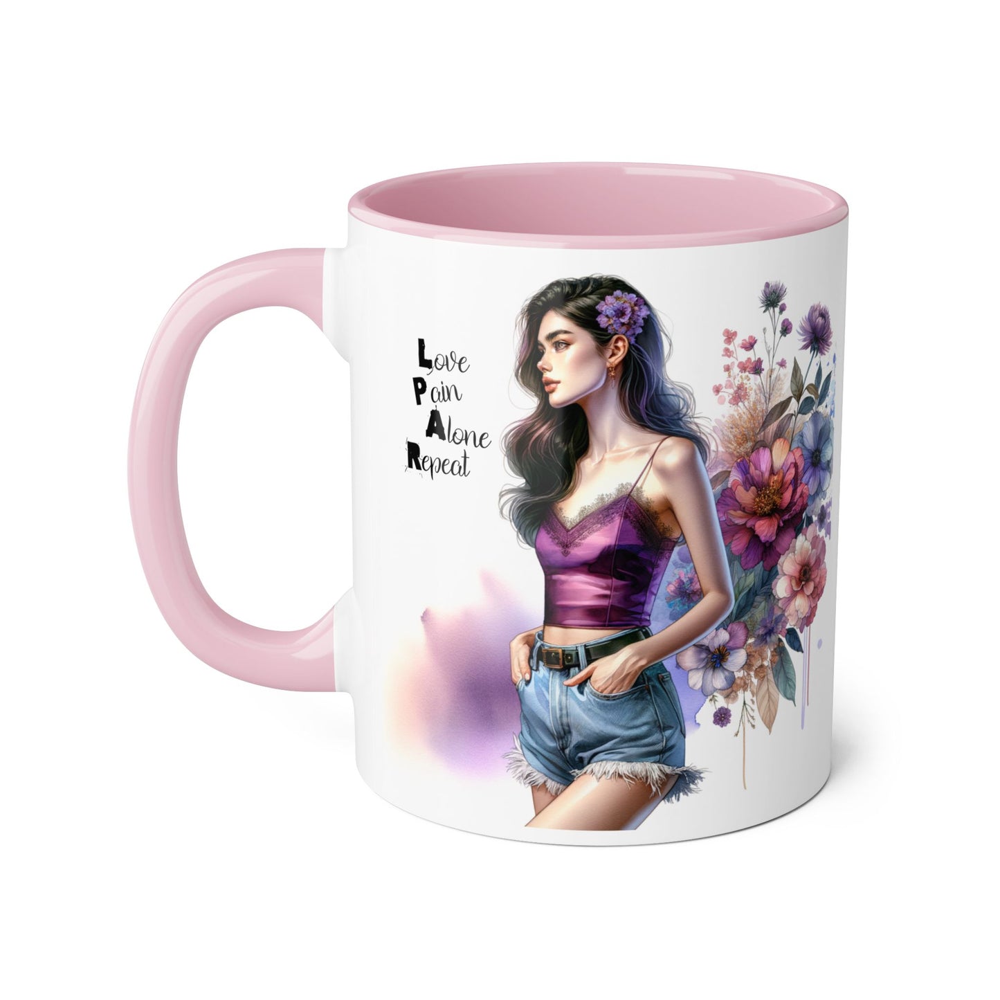 Floral Accent Mug, Personalized Coffee Cup, Artistic Drinkware, Unique Gift for Her, Women's Day Present, Home Decor