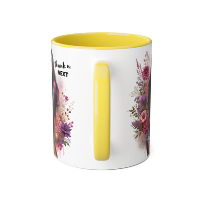 Thank U, Next Floral Artistic Accent Mug, Thank You Next Coffee Cup, Colorful Gift for Her, Boho Style Ceramic Mug, Unique Tea Mug