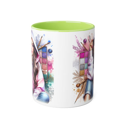 Free and Loving Me Artistic Accent Mugs, Fashionista Gift, Makeup Artist Coffee Cup, Unique Artistic Mug, Stylish Beverage Container, Creative Decor
