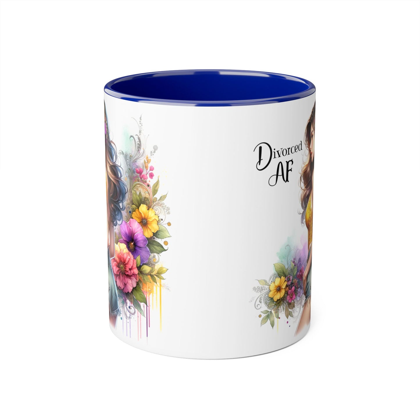 Divorced AF Floral Accent Mug, Humor Coffee Cup, Gift for Divorce Celebration, Self-Love Mug, Unique Present for Her
