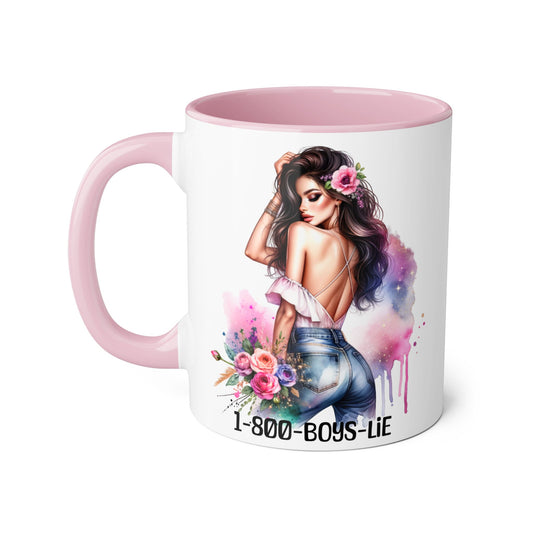 Stylish Accent Mugs, 11oz - Fun Gift for Friends, 1-800-BOYS-LIE, Coffee Lover Present, Unique Mug for Selfies