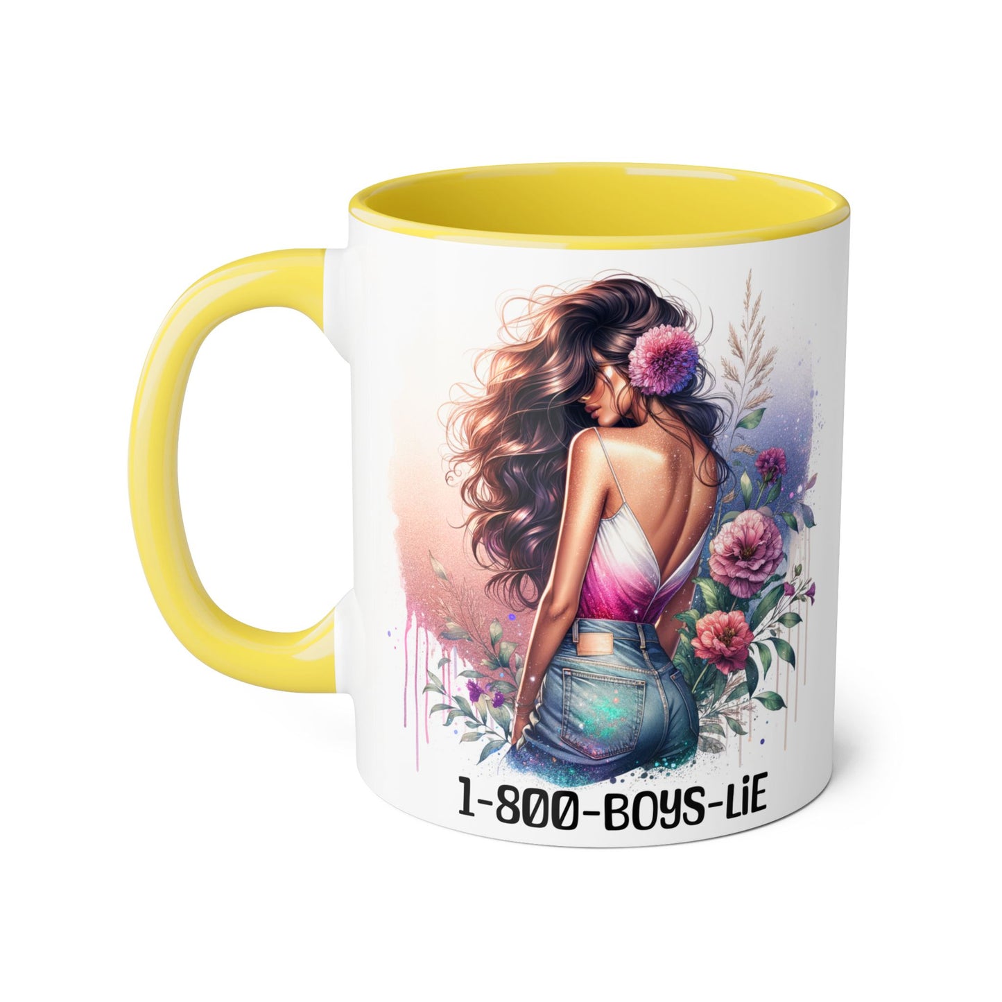 Chic Accent Mugs for Trendsetters, Floral Design Coffee Cup for Girls, 1-800-BOYS-LIE Gift for Friends, Cute 11oz Tea Mug, Stylish [...]