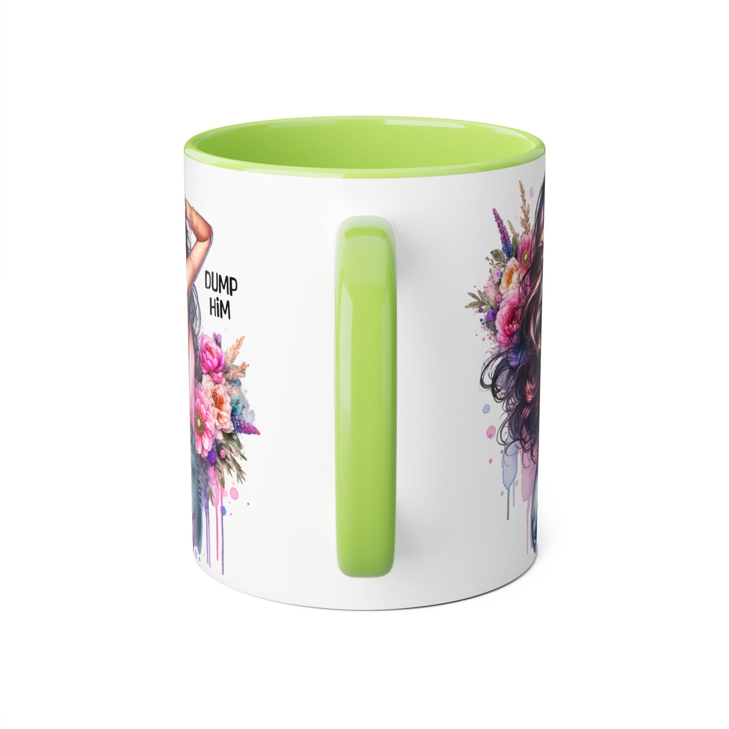 Bold Floral Accent Mug - "Dump Him" Coffee Cup, Perfect Gift for Friends, Therapy Mug for Breakups, Motivational Drinkware