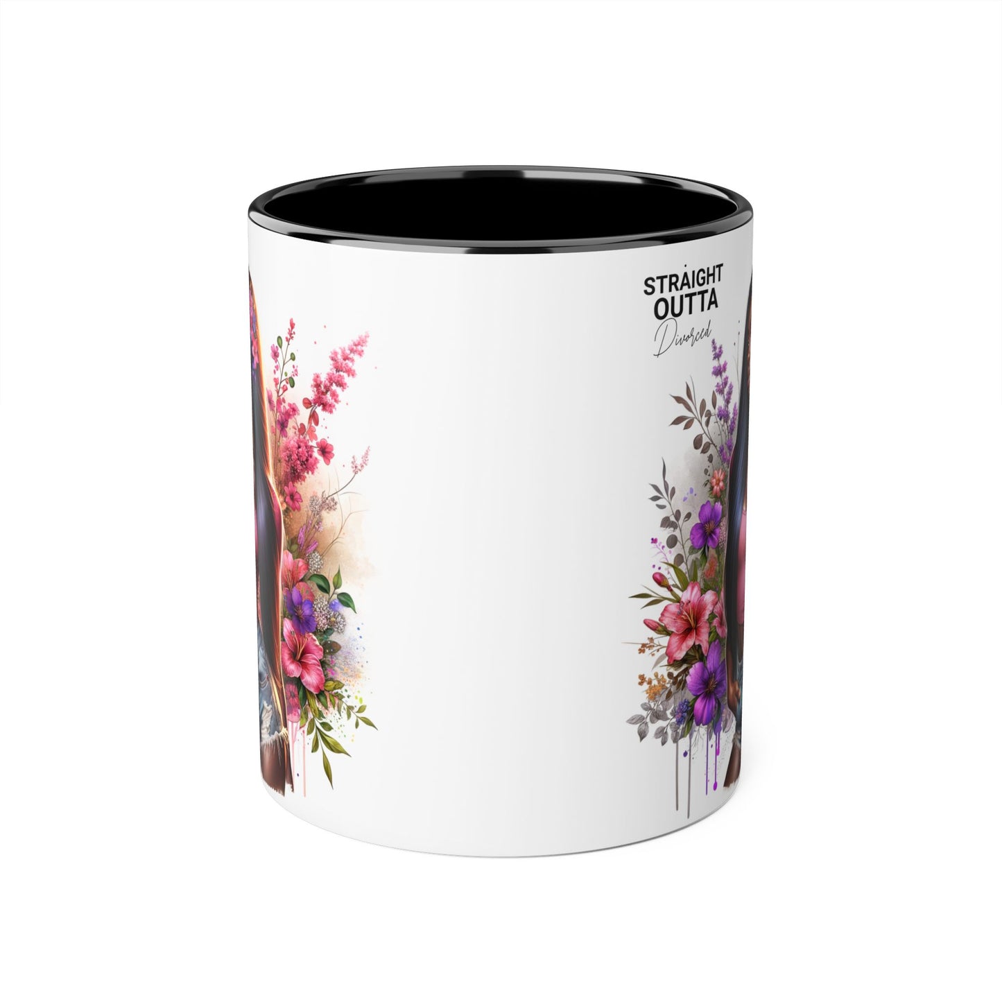 Straight Outta Divorced Humoristic Floral Accent Mug