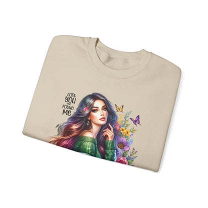 Lost You And Found Me Bohemian Floral Crewneck Sweatshirt, Cozy Graphic Sweatshirt, Gift for Her, Unique Art Pullover, Spring Fashion Crew