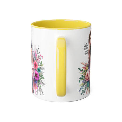 I Am My Own Happily Ever After Empowered Floral Accent Mug - 11oz with Inspirational Quote