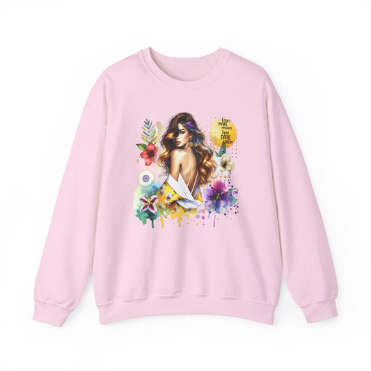 I Don't Make Mistakes, I Just Date Them Floral Art Crewneck Sweatshirt, Comfortable Ladies Fashion, Gift for Her, Boho Style, Casual Outfit, Cozy Sweater