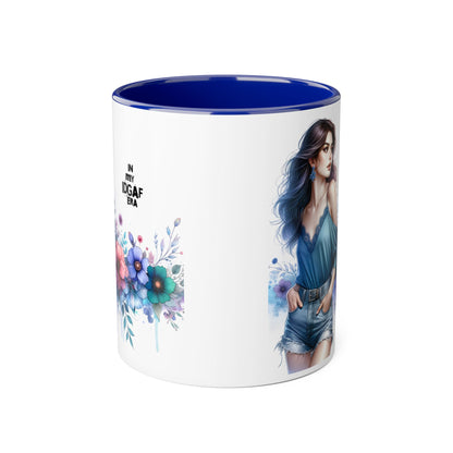 Chic IDGAF Accent Mug, Floral Art, Gift for Her, Coffee Lover, Unique Decor, Trendy Mug, Self-Care Gift