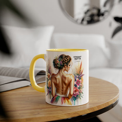 Straight Outta Divorced Humoristic Artistic Accent Mugs, 11oz | Botanical Floral Designs | Perfect Gift for Art Lovers, Home Decor, Birthday, Coffee Enthusiasts, Tea Lovers