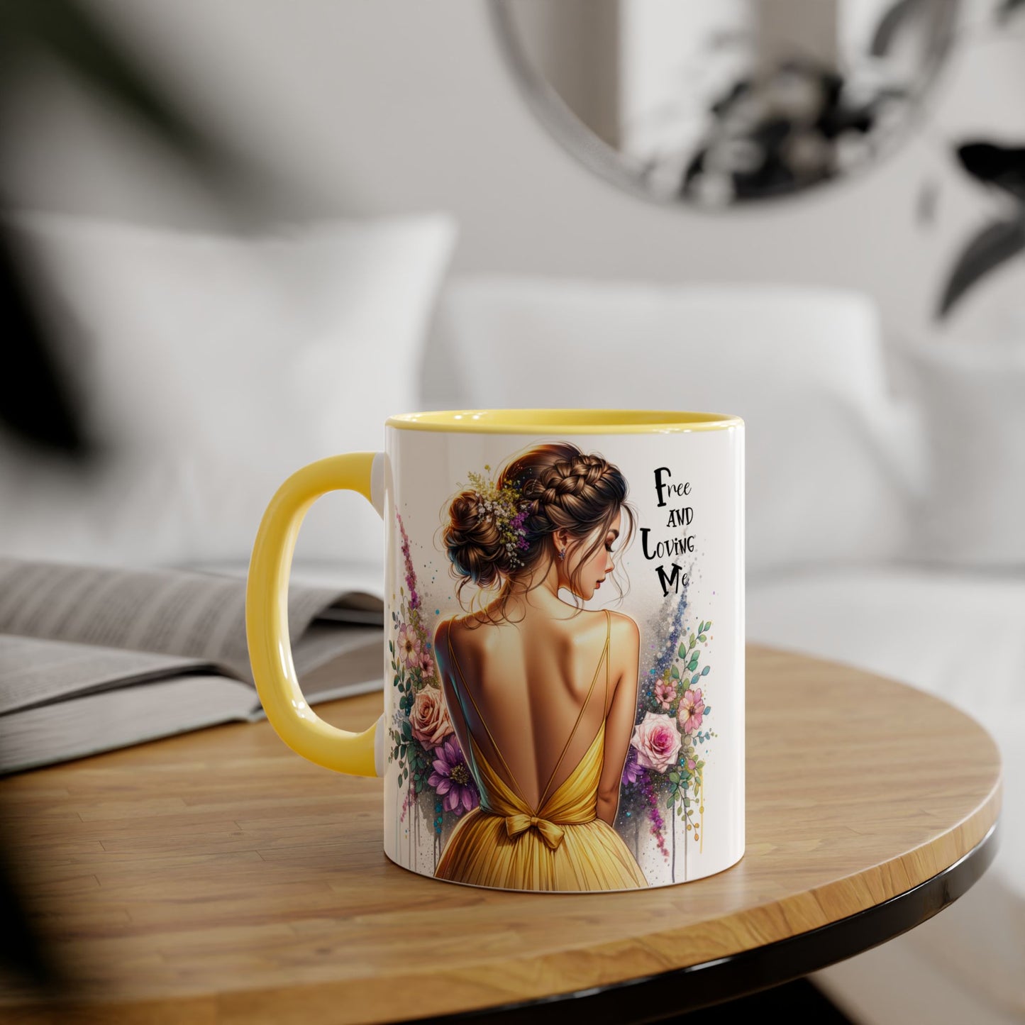 Floral Coffee Mug - Free and Loving Me, Artistic Gift for Her, Boho Style Coffee Cup, Inspirational Home Décor, Perfect for Birthdays, [...]