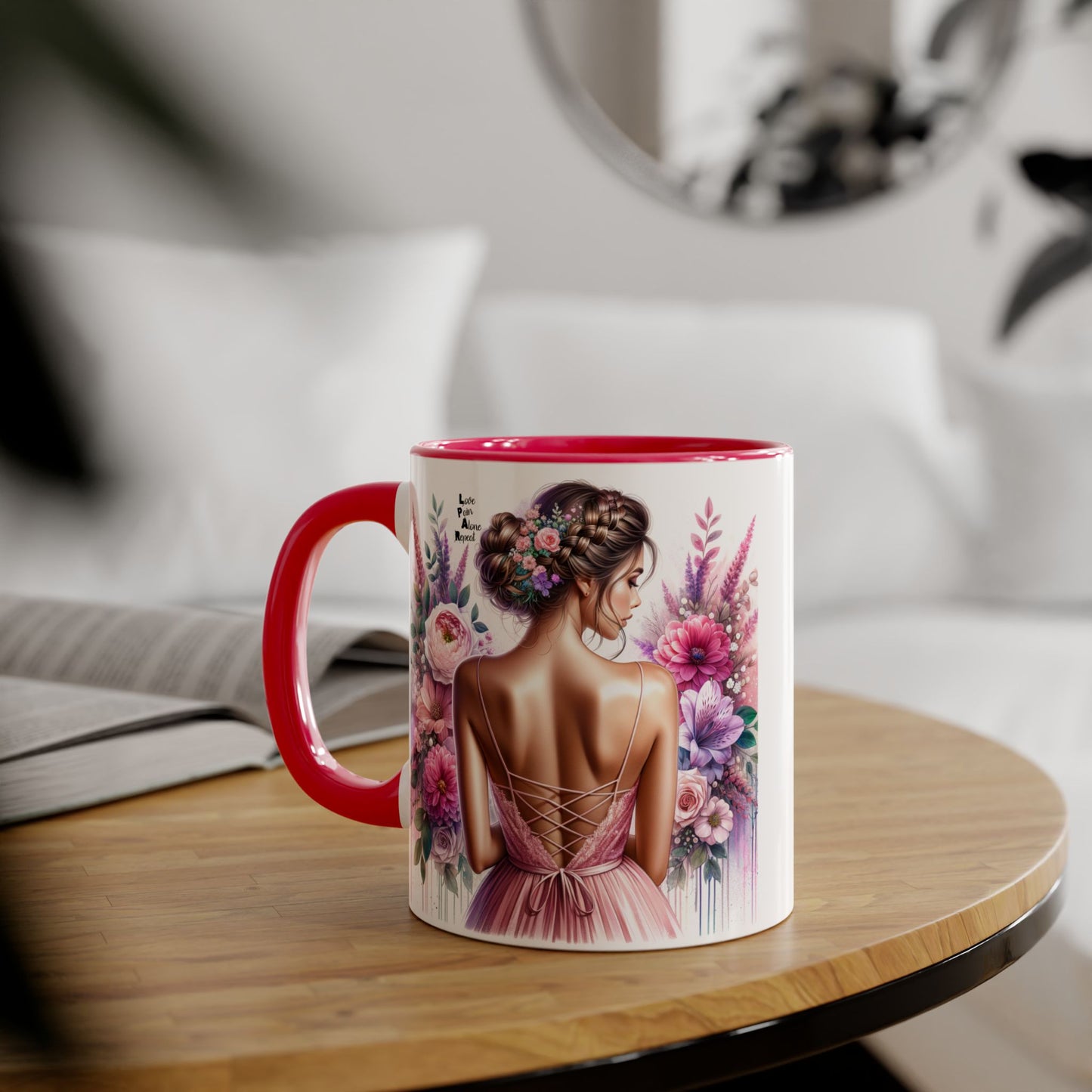 Floral Elegance Mug - Inspirational Coffee Cup, Gift for Her, Wedding Favor, Valentine's Day, Home Decor