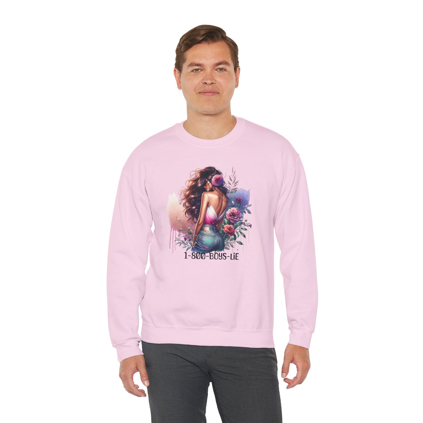 1-800-Boys-Lie Boss Babe Floral Sweatshirt | Unisex Comfortable Crewneck, Trendy Gift for Her, Affirmation Clothing, Cozy Fashion