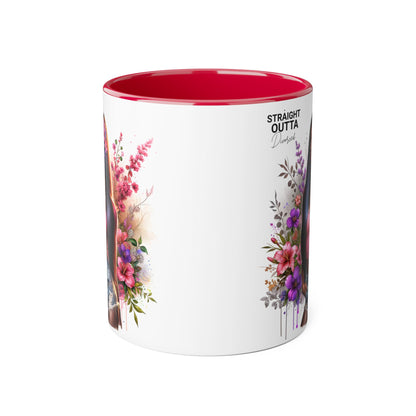 Straight Outta Divorced Humoristic Floral Accent Mug