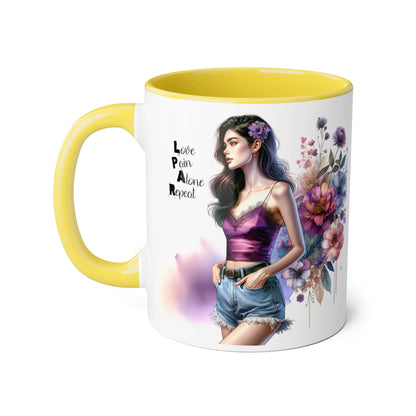 Floral Accent Mug, Personalized Coffee Cup, Artistic Drinkware, Unique Gift for Her, Women's Day Present, Home Decor