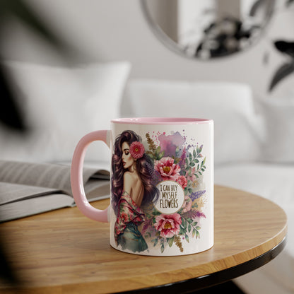 I Can Buy Myself Flowers Floral Inspiration Mug, Unique Gift for Her, Coffee Cup, Self-Care Item, Beautiful Floral Design