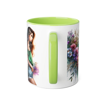 Yuck Fou Floral Accent Mug, 11oz Ceramic Coffee Cup, Inspirational Gift, Home Decor, Unique Art Mug, Perfect for Coffee Lovers