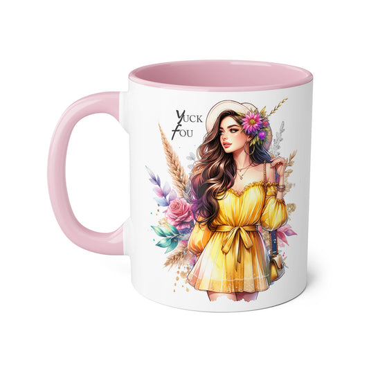 Yuck Fou Chic Floral Accent Mug, Black-Handled Coffee Cup, Gift for Her, Boho Kitchen Decor, Unique Birthday Present, Fun Art Mug, [...]