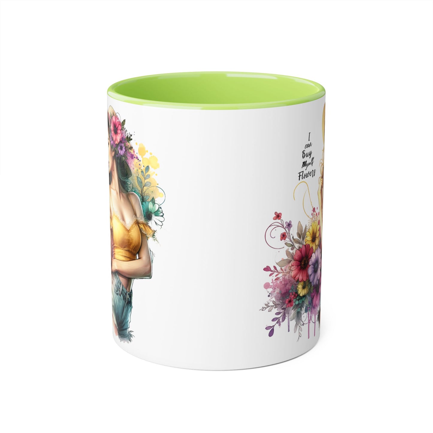 I Can Buy Myself Flowers Chic Floral Accent Mug, Coffee Cup, Gift for Flower Lovers, Tea Mug, Spring Decor, Mother's Day, Home Office Vibe