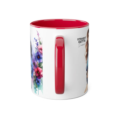 Straight Outta Divorced Humoristic Artistic Accent Mug, Personalized Gift for Coffee Lovers, Floral Design Mug, Straight Outta Mug, Creative Kitchenware, Unique Home Decor