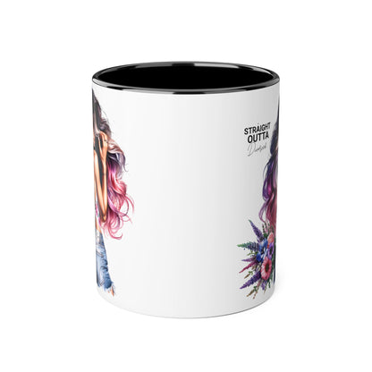 Straight Outta Divorced Humoristic Chic Accent Mugs for Trendy Coffee Lovers | Floral Design, Gifts for Her, Home Decor, Unique Kitchenware, Straight Outta Mug