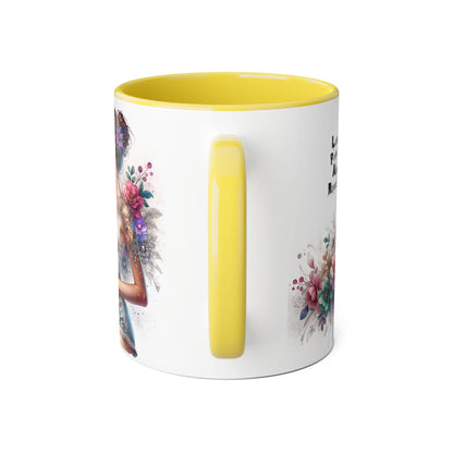 Floral Inspirational Accent Mug, 11oz - Motivational Gift for Mindfulness, Coffee Lovers, Self-Care, Birthday, Home Decor