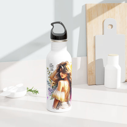 I Am My Own Happily Ever After Stylish Stainless Steel Water Bottle, Eco-Friendly Gift, Floral Design, Inspirational Quote, Outdoor Adventure and Fitness Gear