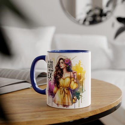 Cute Ex-Related Accent Mugs, 11oz - Quirky Gifts, Funny Coffee Cup, Relationship Humor, Self-Love Mug, Colorful Artwork