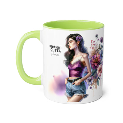 Straight Outta Divorced Humoristic Artistic Accent Mug, Unique Floral Coffee Cup, Gift for Her, Home Decor, Straight Outta Design, Inspirational Tea Mug