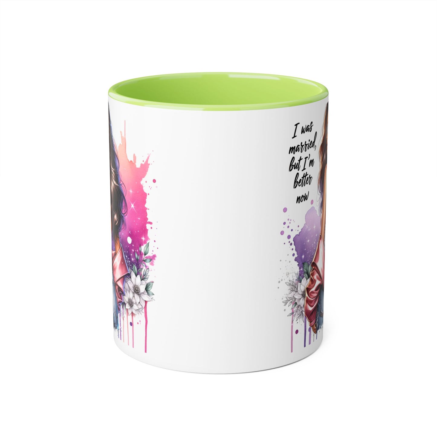 I Was Married Before But I'm Better Now Humoristic Empowered Woman Accent Mug - Inspirational Coffee Cup, Gift for Her, Motivational Mug, Self-Love Reminder, Unique Office Decor