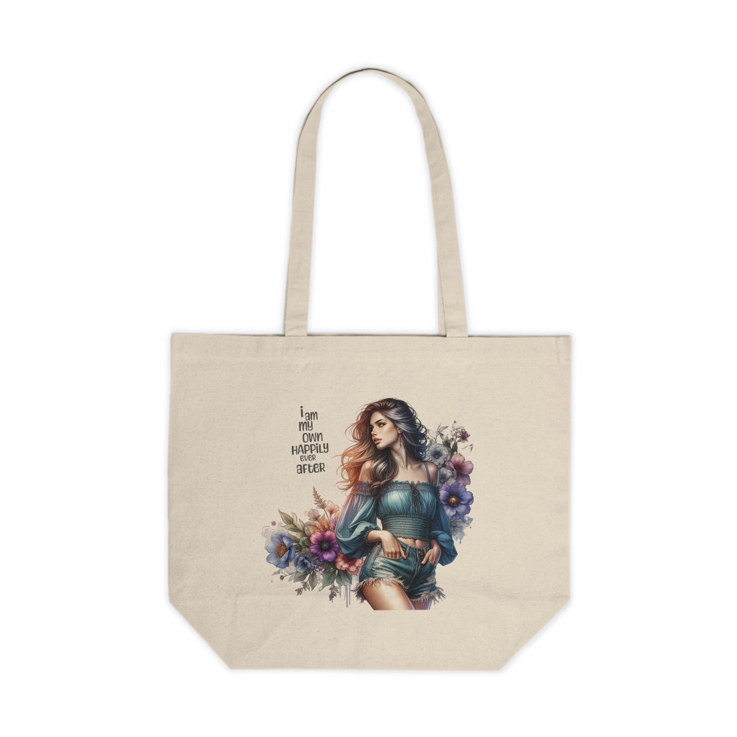 I Am My Own Happily Ever After Floral Art Canvas Tote Bag | Eco-Friendly Shopper | Gift for Her | Sustainable Carryall | Beach Bag | Market Tote | Everyday Essentials