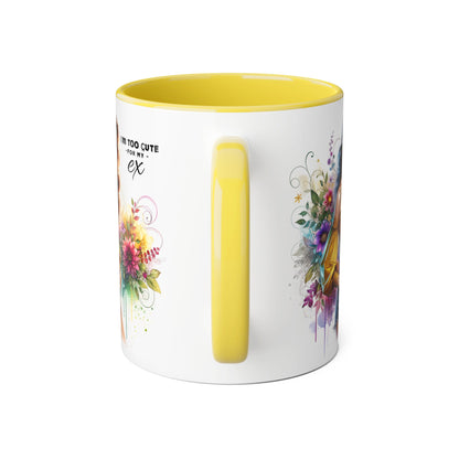 I'm Too Cute For My Ex Colorful Accent Mug with Floral Design, Unique Coffee Cup, Boho Chic Gift, Fun Ex Statement Mug, Artistic Drinking Mug, Cute Ceramic [...]