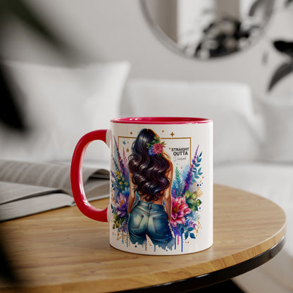 Straight Outta Divorced Humoristic Vibrant Floral Mug for Coffee Lovers, Straight Outta, Gift for Her, Inspirational Drinkware, Perfect for Birthdays, Celebrations