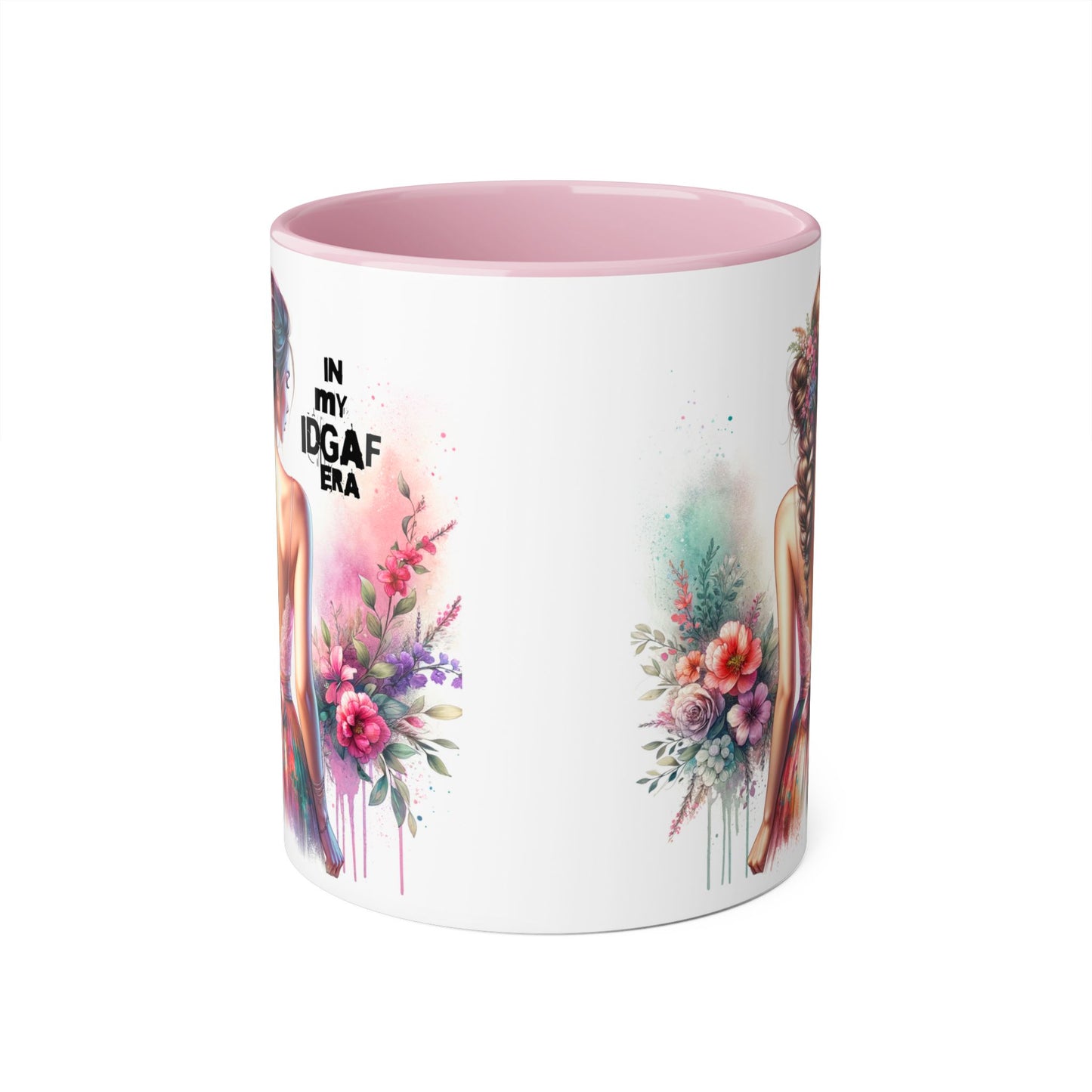 Bold IDGAF Era Accent Mug, Coffee Cup for Strong Women, Gift for Her, Floral Art Mug, Motivational Drinkware