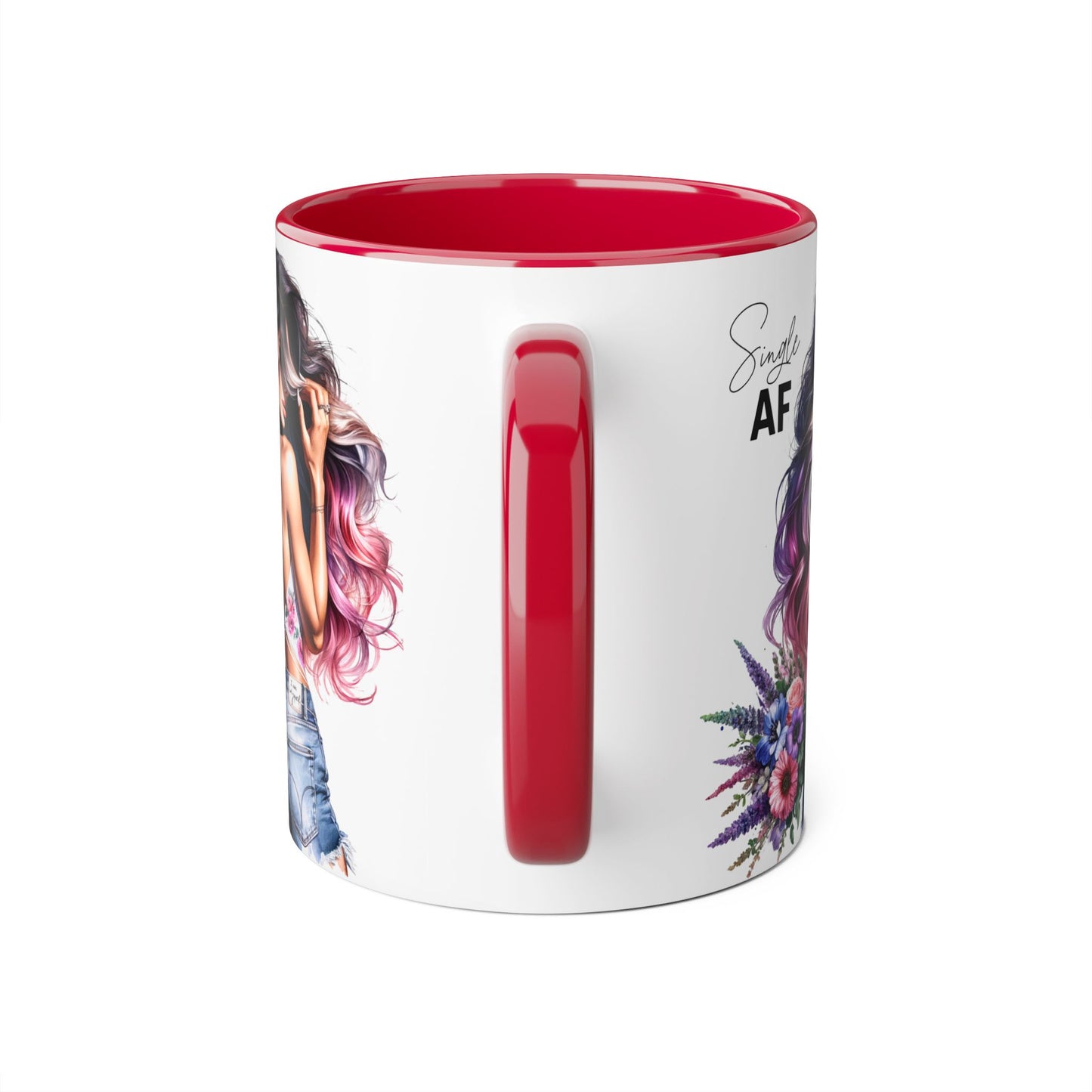 Single AF Bold Floral Single AF Accent Mug - Perfect for Coffee Lovers, Gifts for Her, Self-Care, Celebration, Home Decor