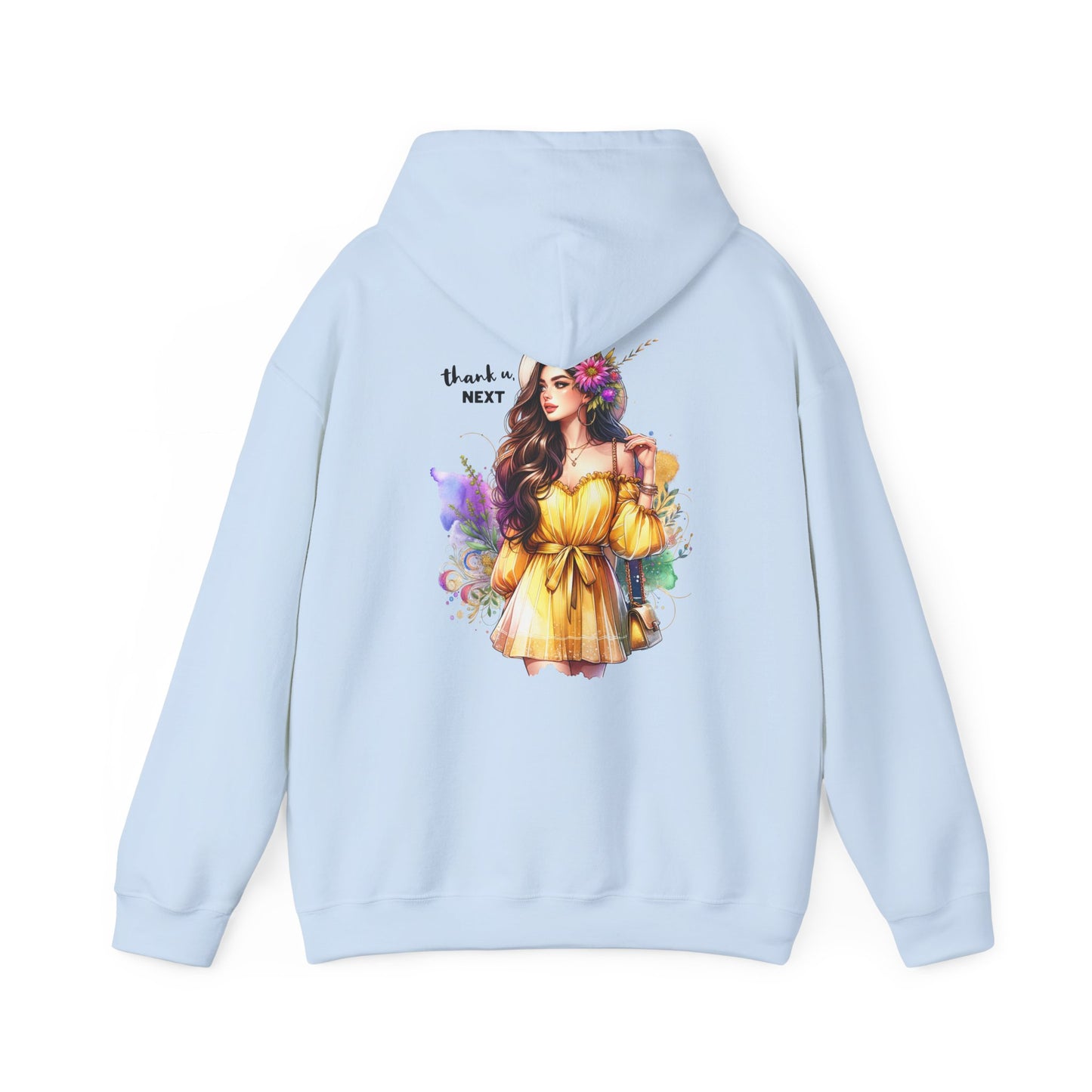 Thank U, Next Whimsical Fairy Art Hooded Sweatshirt, Cozy Apparel, Unique Gift, Casual Wear, Comfortable Layer