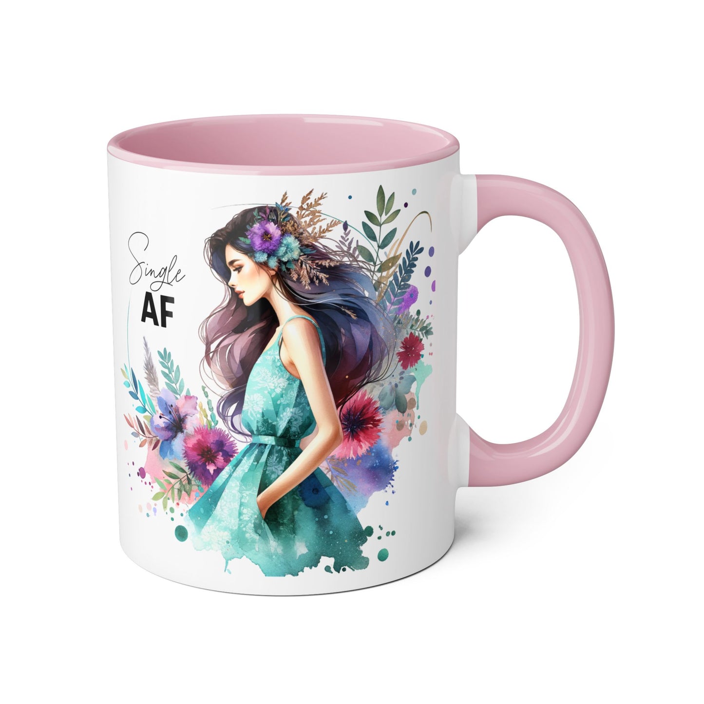 Single AF Floral Accent Mug - Perfect Gift for Singles, Coffee Lovers, Birthday, Self-Care, Galentine's Day