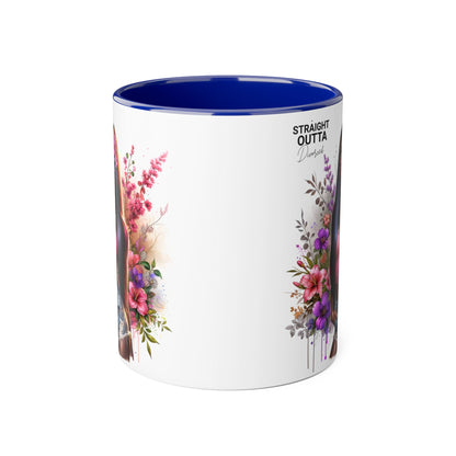 Straight Outta Divorced Humoristic Floral Accent Mug